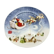 Christmas Dinner Plates, 7.87 Inch Ceramic Plates, Festive Holiday Plates for Family Meals, Parties and Celebrations, Series Santa Claus